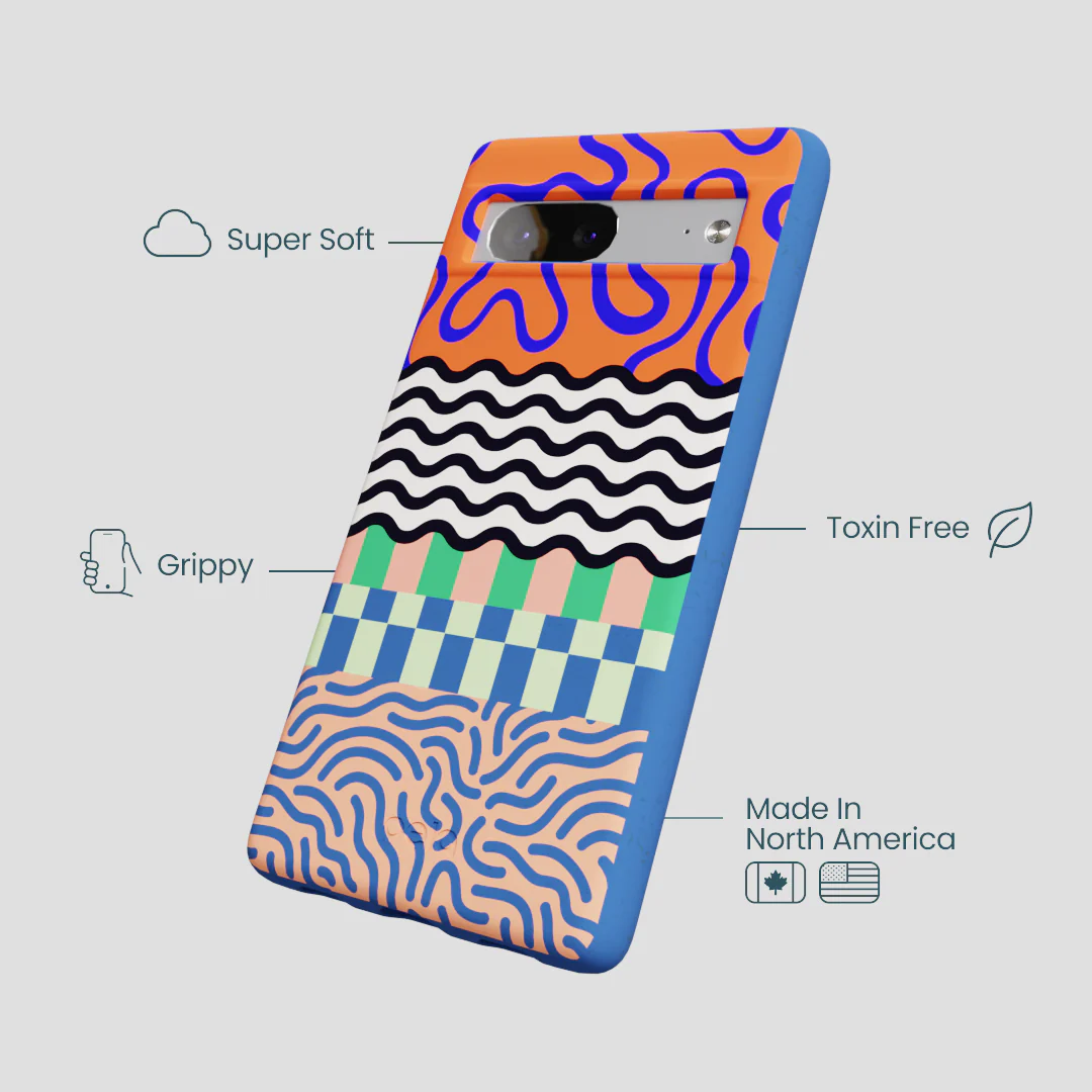 Electric Blue Tangerine Mix Google Pixel 7a Case - Image 4