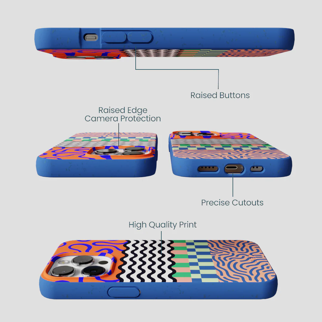 Electric Blue Tangerine Mix iPhone 13 Pro Max Case - Image 3