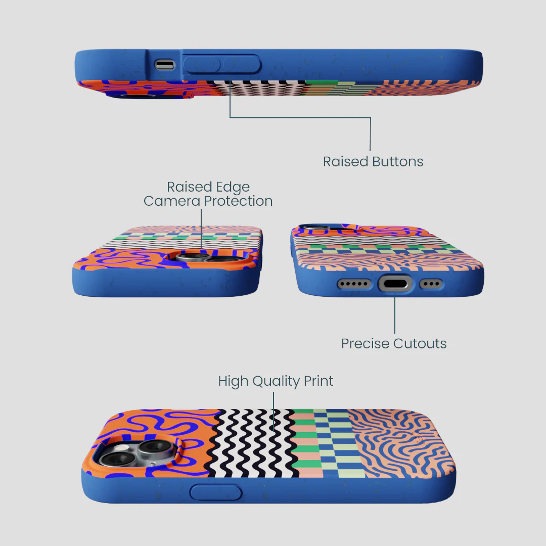 Electric Blue Tangerine Mix iPhone 14 Case - Image 3