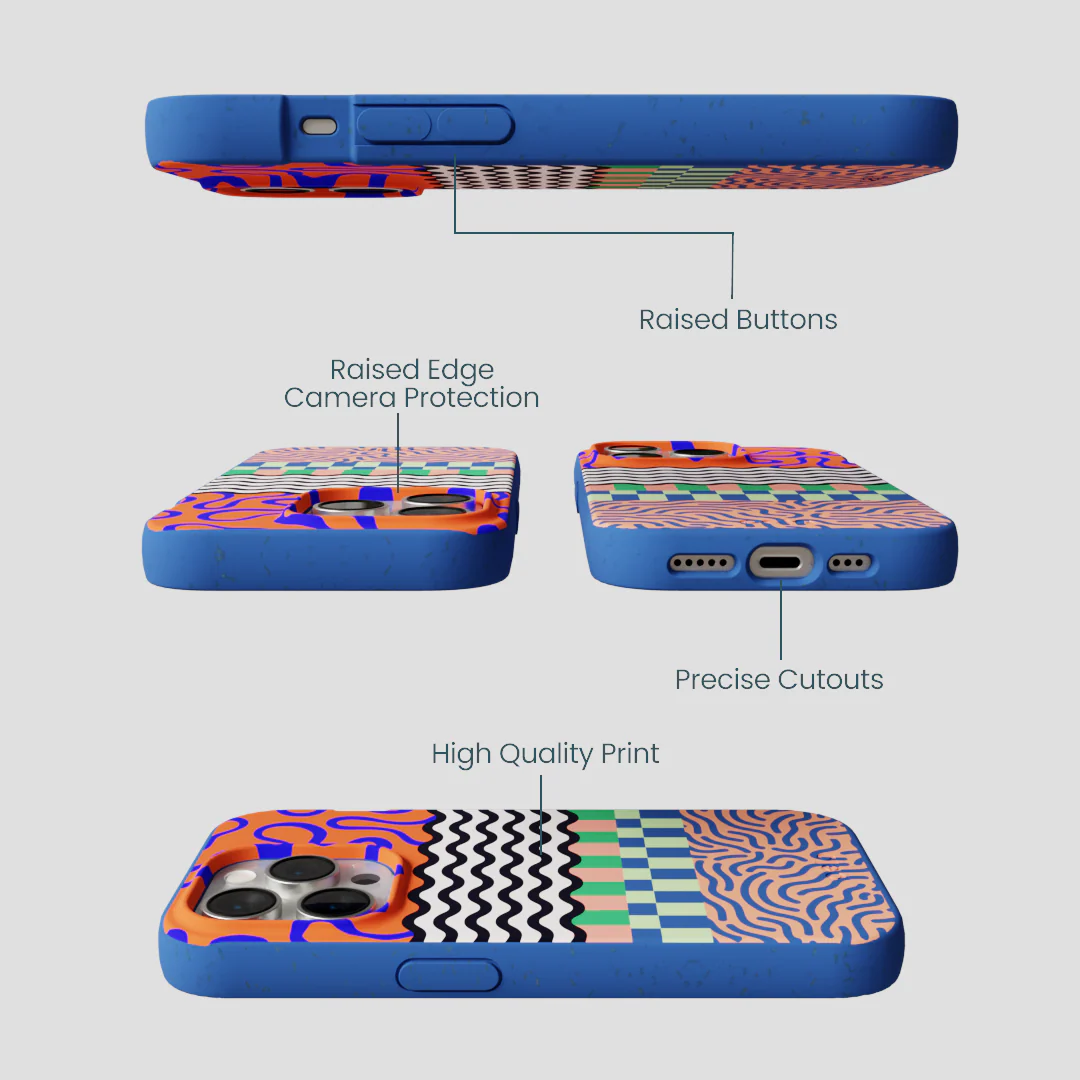 Electric Blue Tangerine Mix iPhone 14 Pro Case - Image 3