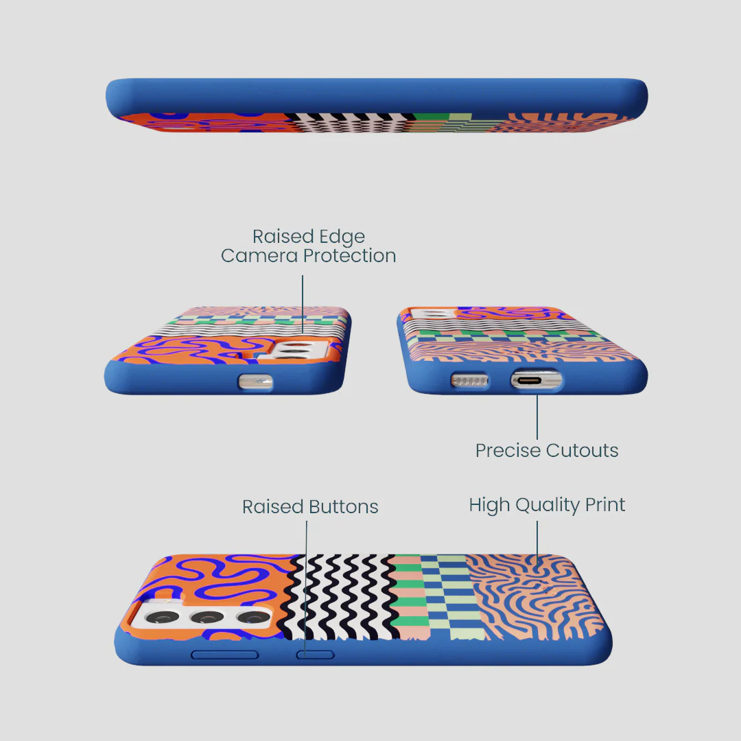 Electric Blue Tangerine Mix Samsung Galaxy S21 Case - Image 3