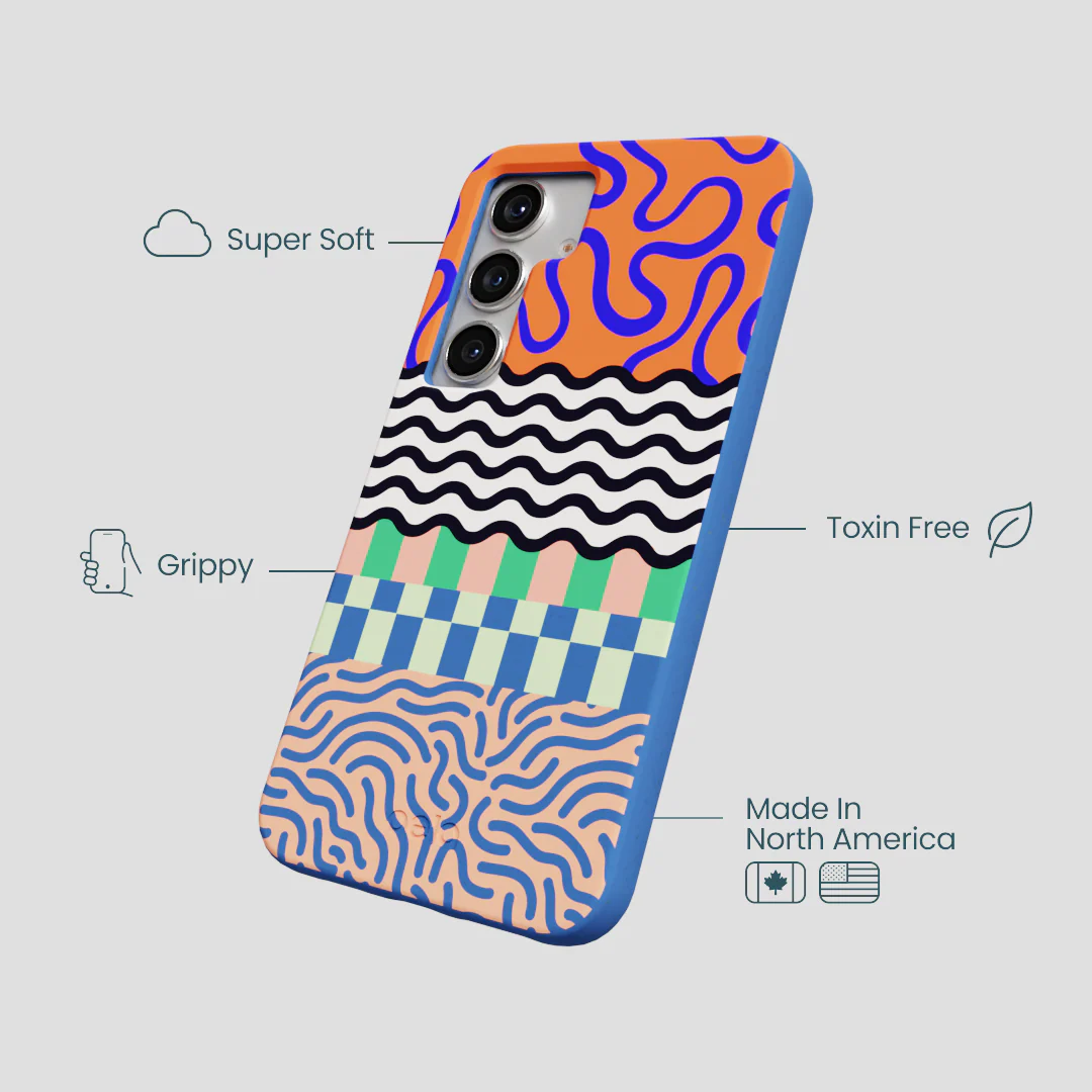Electric Blue Tangerine Mix Samsung Galaxy S25 Case - Image 4