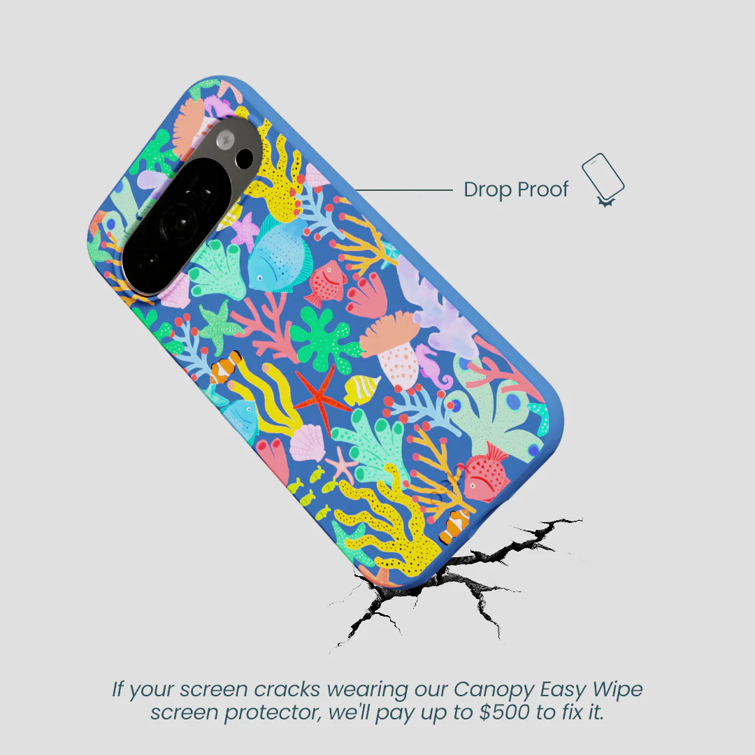 Electric Blue Underwater Blooms Google Pixel 10/10 Pro Case - Image 5