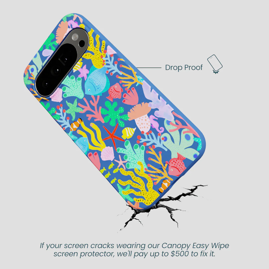Electric Blue Underwater Blooms Google Pixel 10 Pro XL Case - Image 5