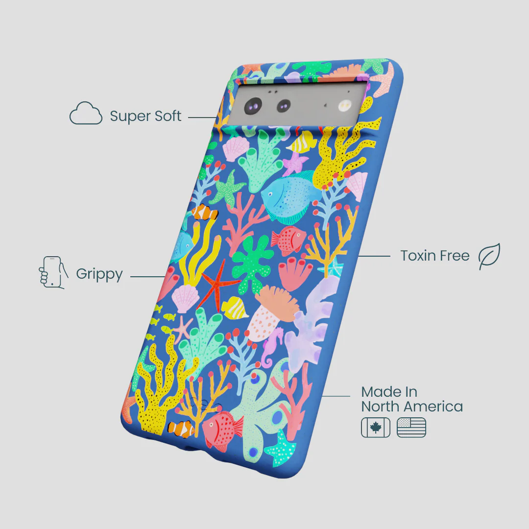 Electric Blue Underwater Blooms Google Pixel 6 Case - Image 4
