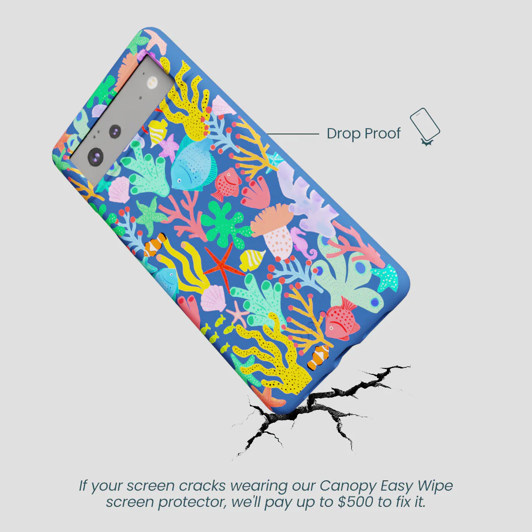 Electric Blue Underwater Blooms Google Pixel 6 Case - Image 5