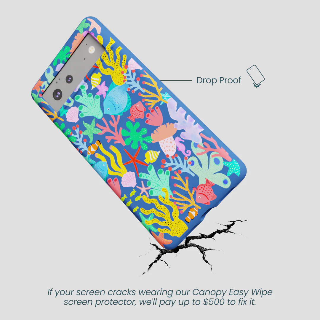 Electric Blue Underwater Blooms Google Pixel 6a Case - Image 5