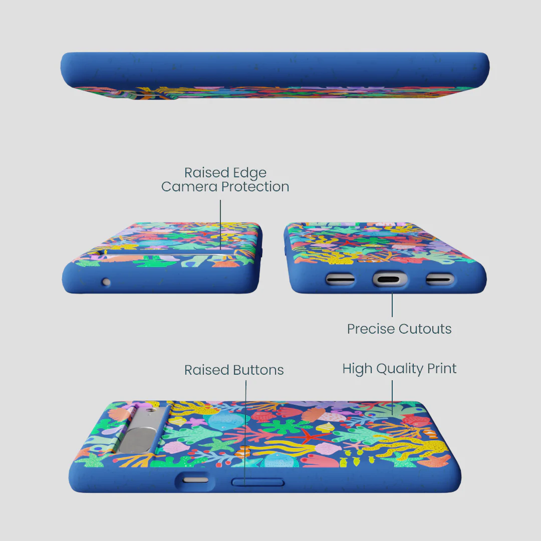Electric Blue Underwater Blooms Google Pixel 7 Case - Image 3