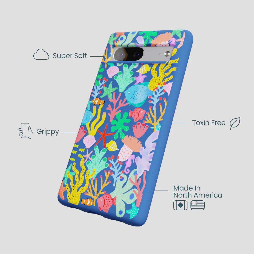Electric Blue Underwater Blooms Google Pixel 7 Case - Image 4
