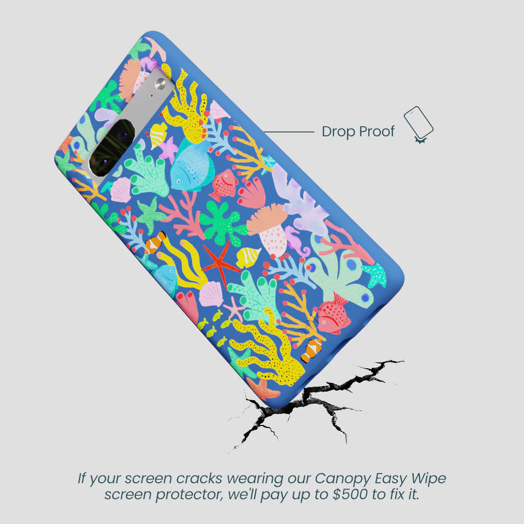 Electric Blue Underwater Blooms Google Pixel 7 Case - Image 5