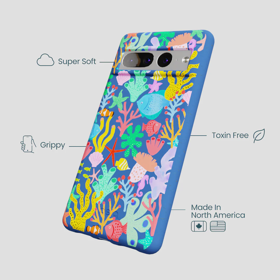 Electric Blue Underwater Blooms Google Pixel 7 Pro Case - Image 4