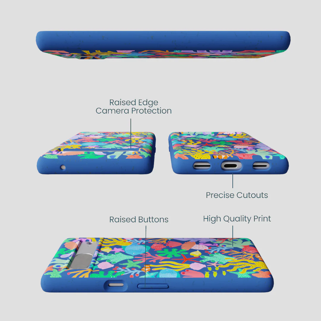 Electric Blue Underwater Blooms Google Pixel 7a Case - Image 3