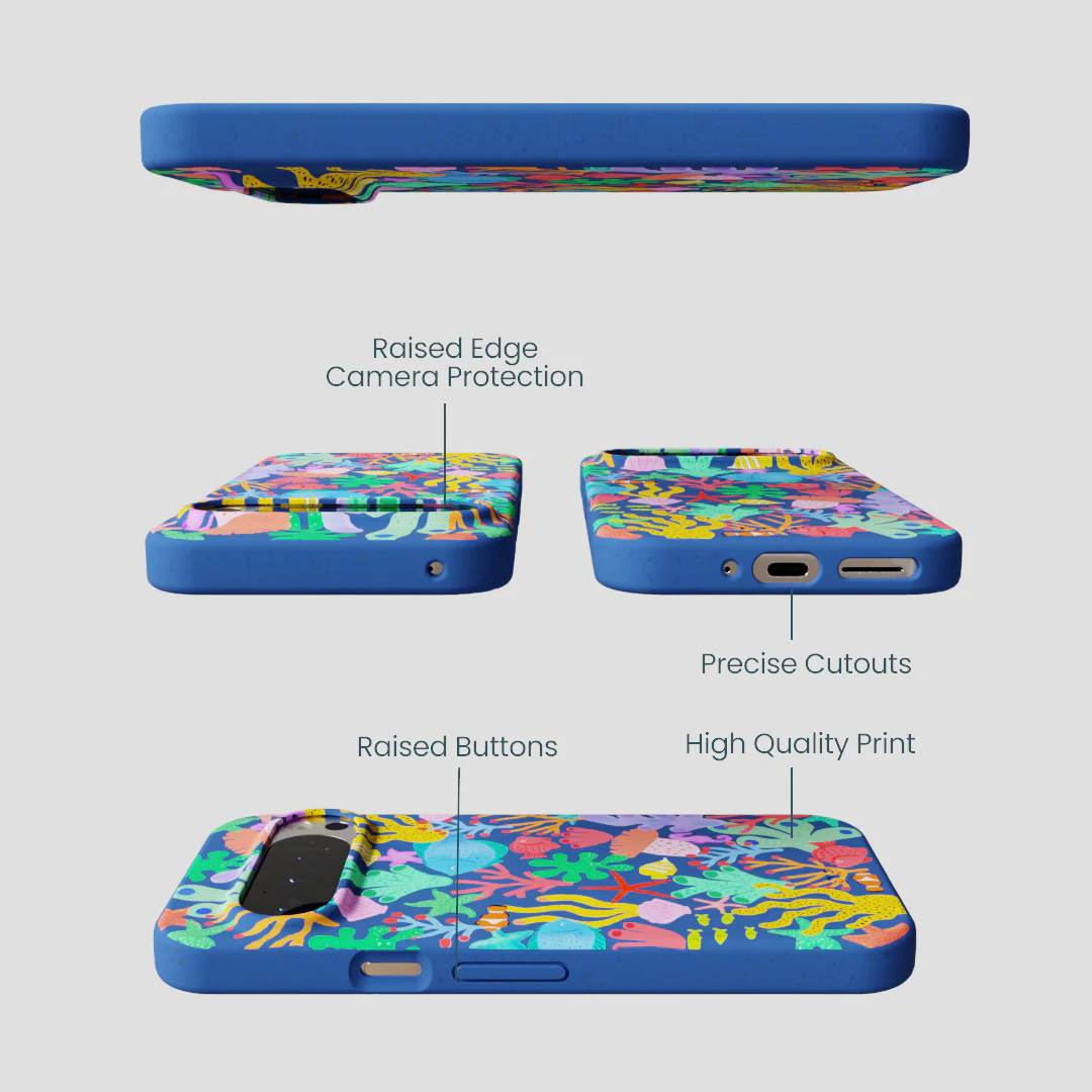 Electric Blue Underwater Blooms Google Pixel 9/9 Pro Case - Image 3