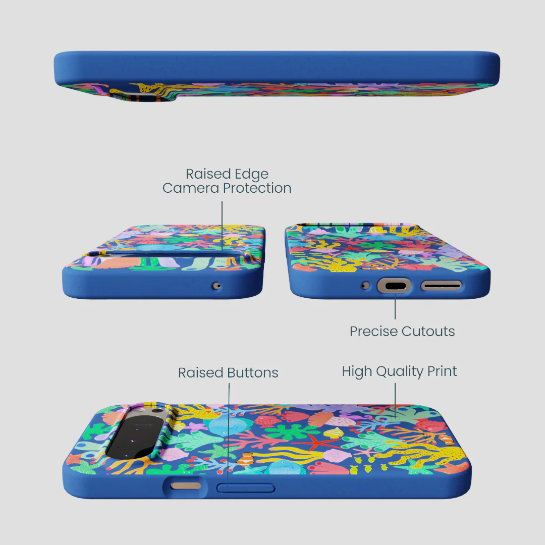 Electric Blue Underwater Blooms Google Pixel 9 Pro XL Case - Image 3