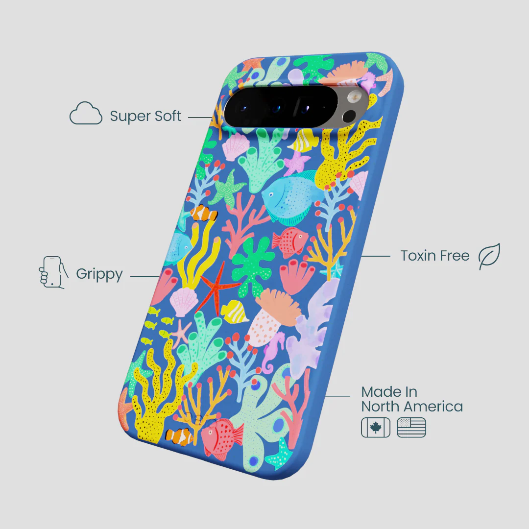 Electric Blue Underwater Blooms Google Pixel 9 Pro XL Case - Image 4
