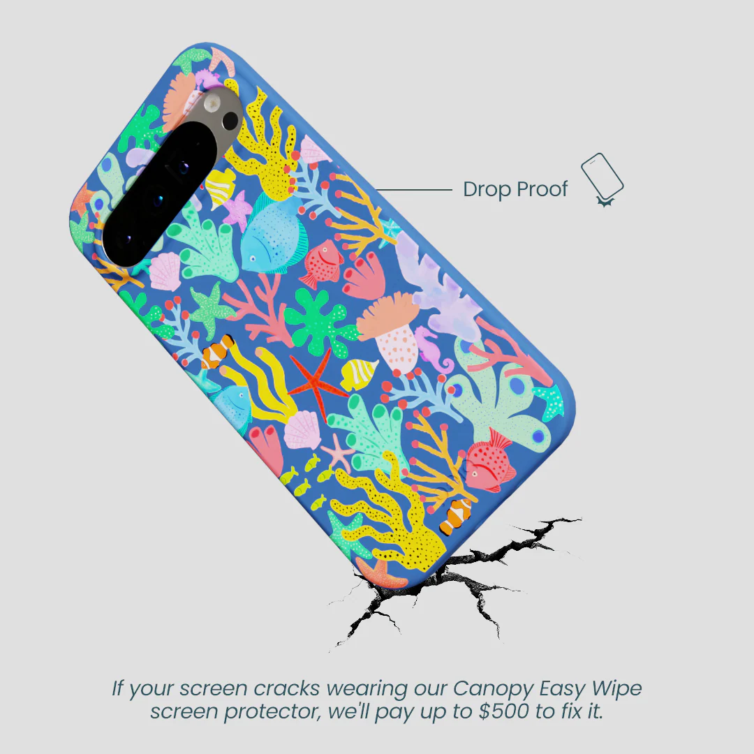 Electric Blue Underwater Blooms Google Pixel 9 Pro XL Case - Image 5