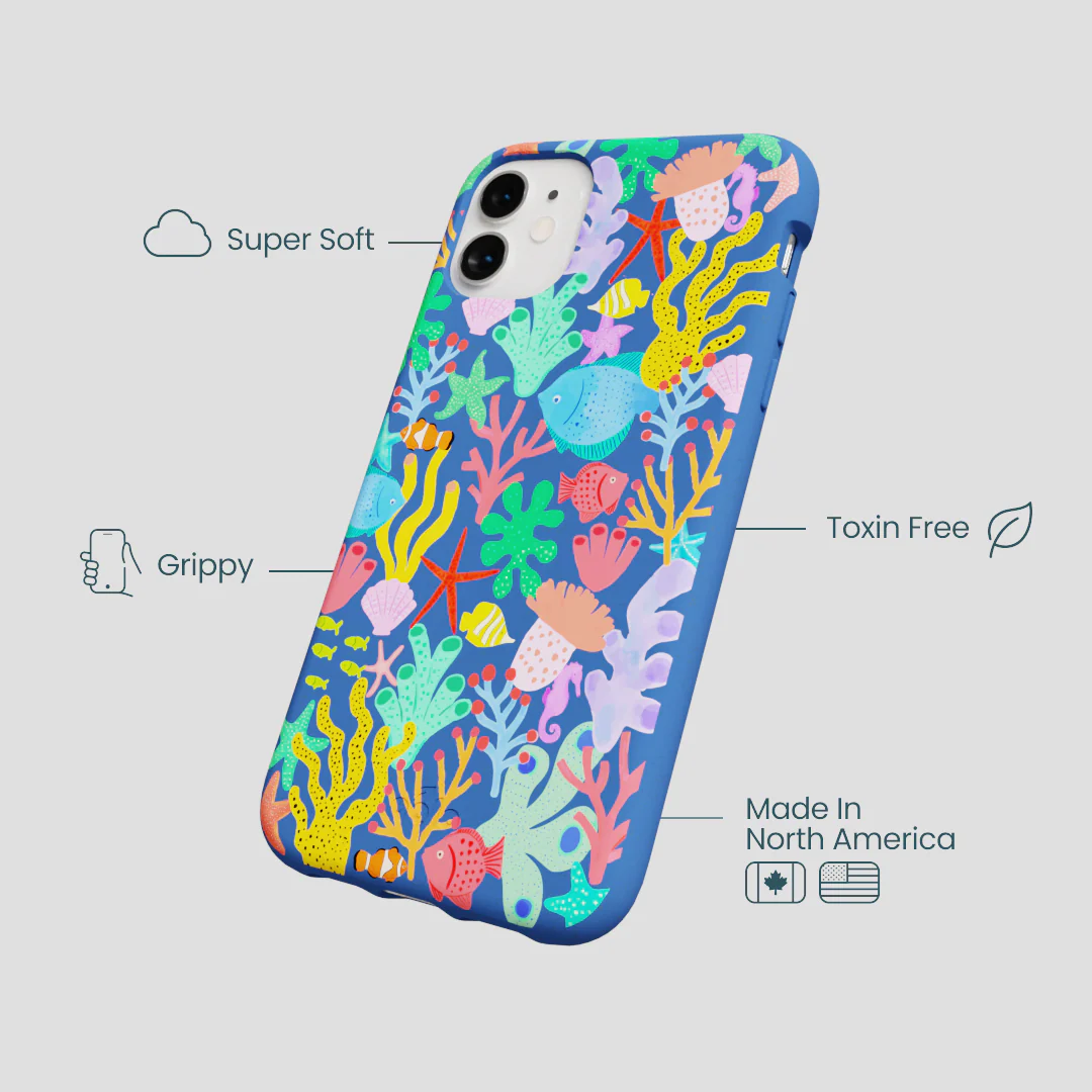 Electric Blue Underwater Blooms iPhone 11 Case - Image 4