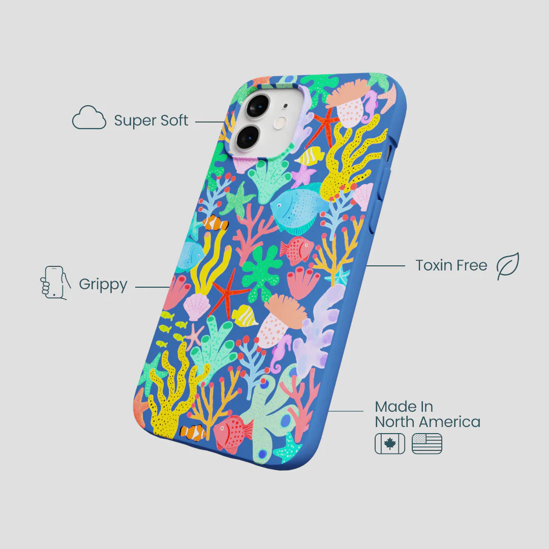 Electric Blue Underwater Blooms iPhone 12/ iPhone 12 Pro Case - Image 4