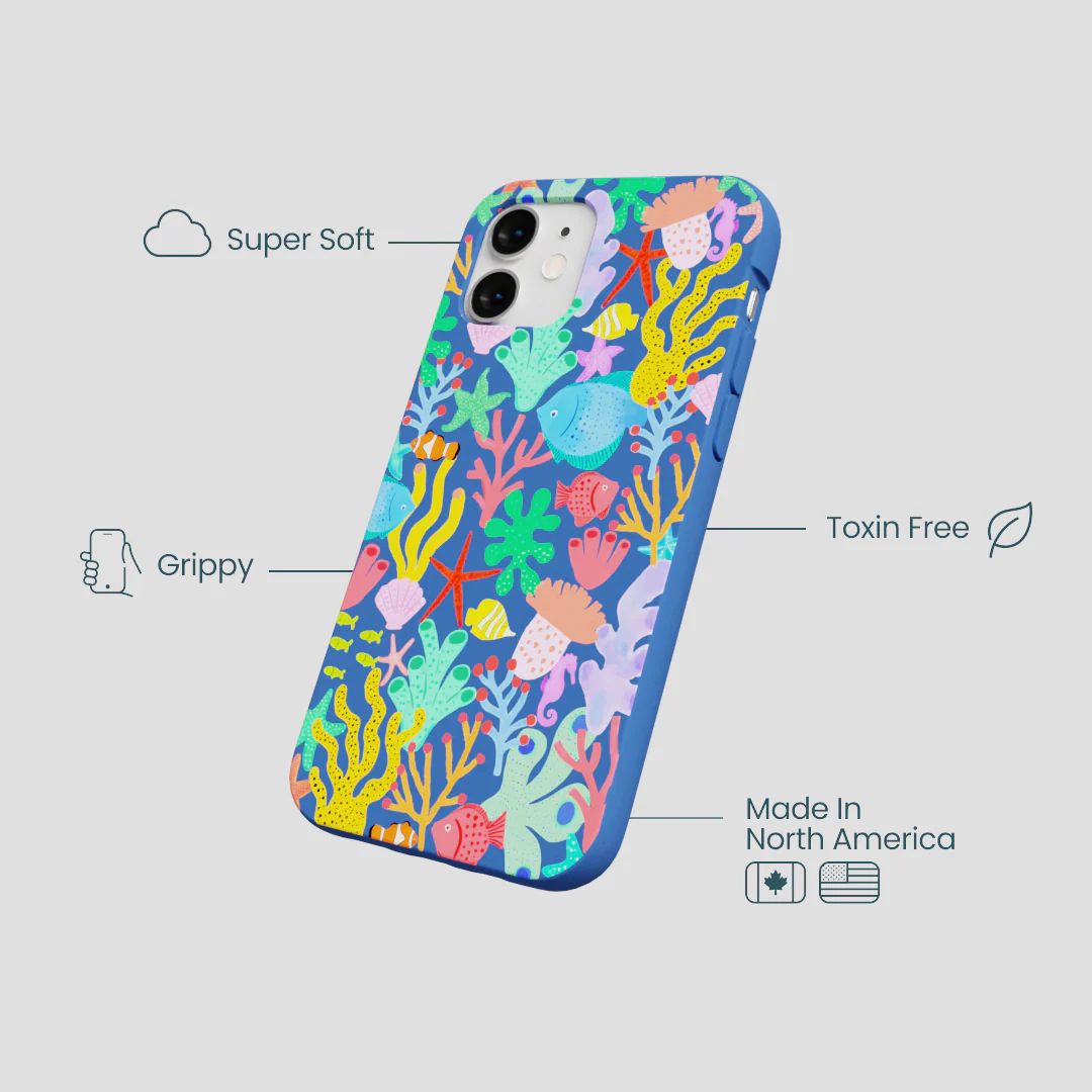Electric Blue Underwater Blooms iPhone 12 Mini Case - Image 4
