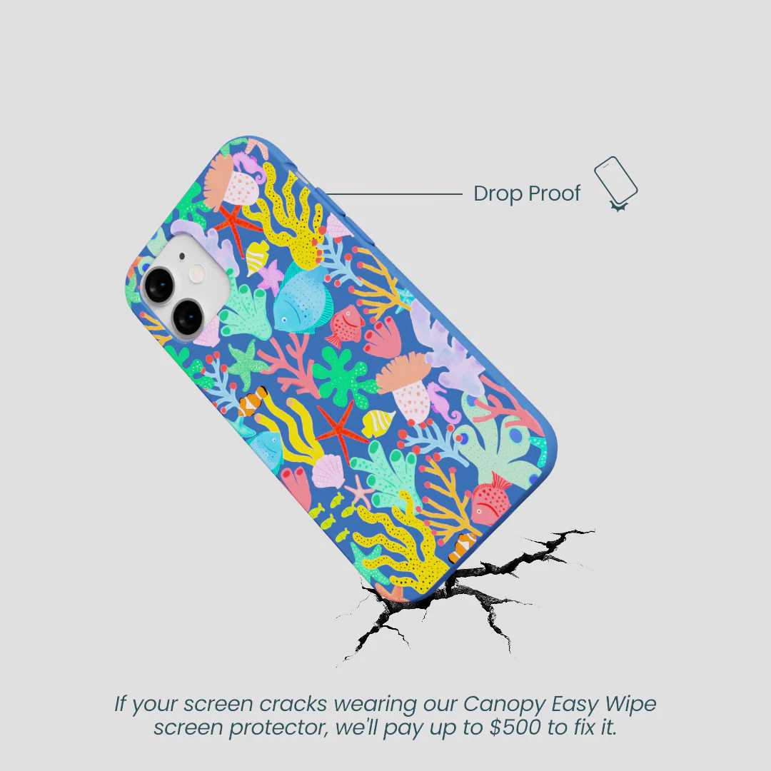 Electric Blue Underwater Blooms iPhone 12 Mini Case - Image 5