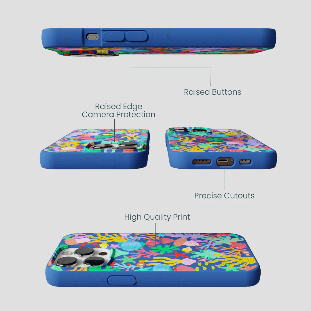 Electric Blue Underwater Blooms iPhone 13 Pro Case - Image 3