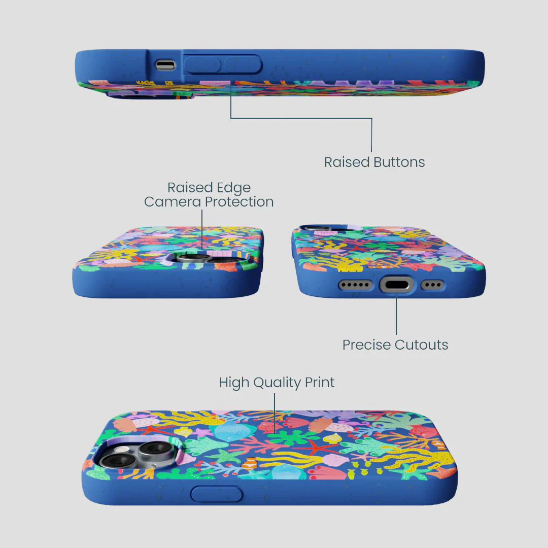 Electric Blue Underwater Blooms iPhone 14 Case - Image 3