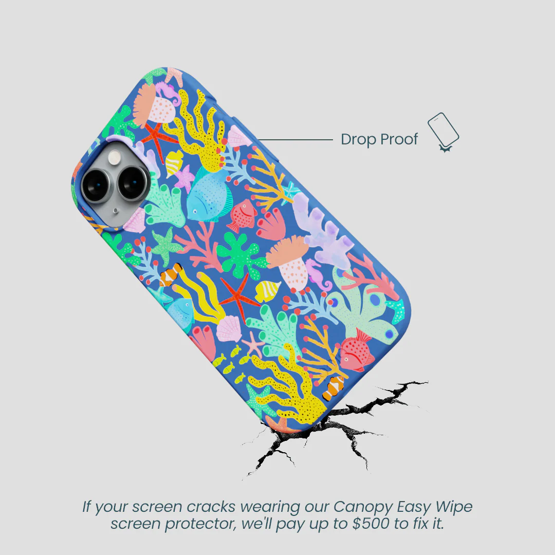 Electric Blue Underwater Blooms iPhone 14 Case - Image 5
