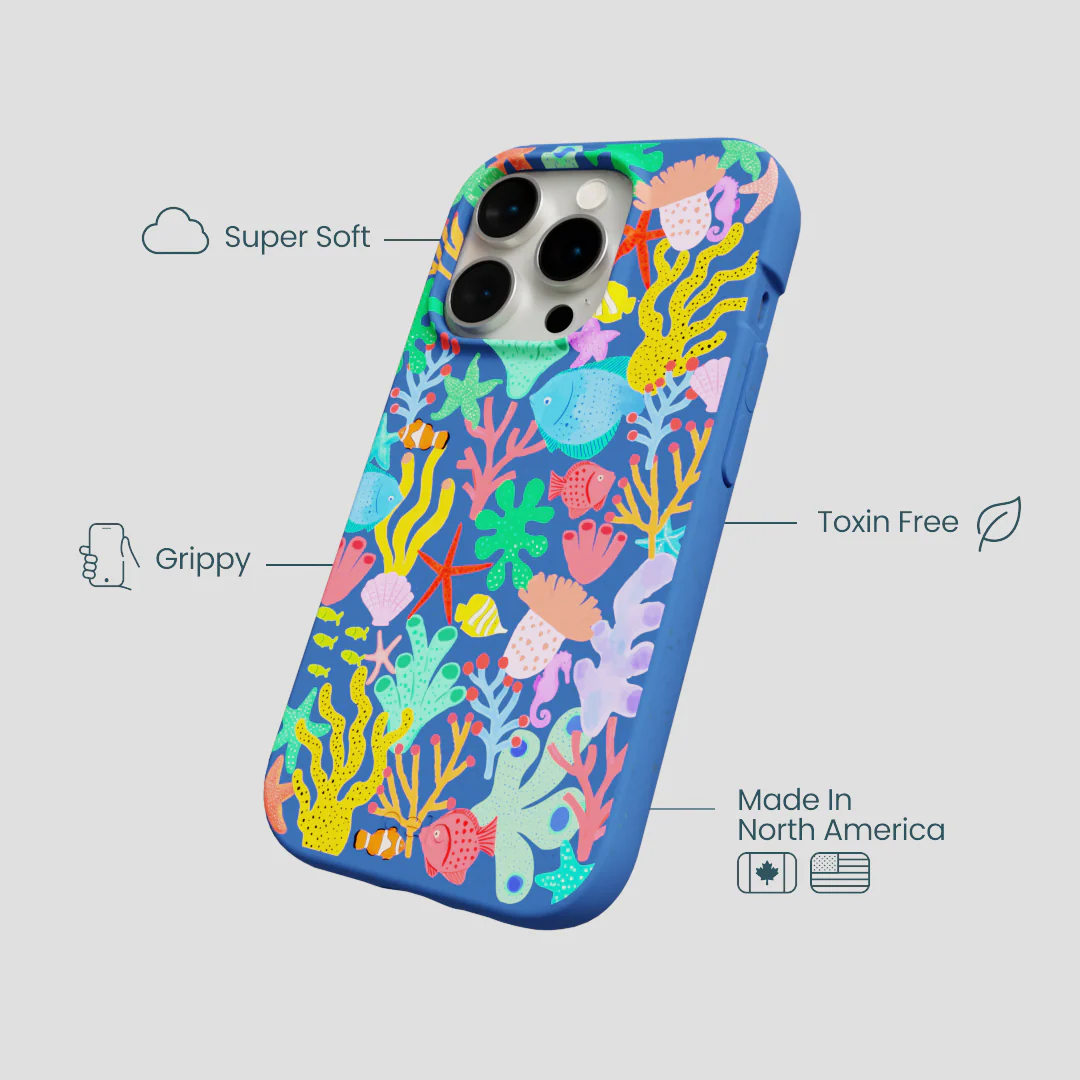 Electric Blue Underwater Blooms iPhone 14 Pro Case - Image 4