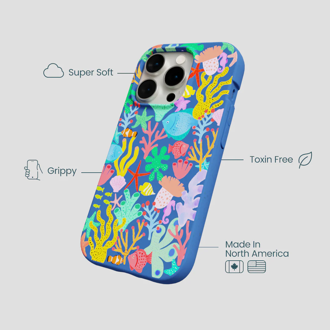 Electric Blue Underwater Blooms iPhone 15 Pro Case - Image 4