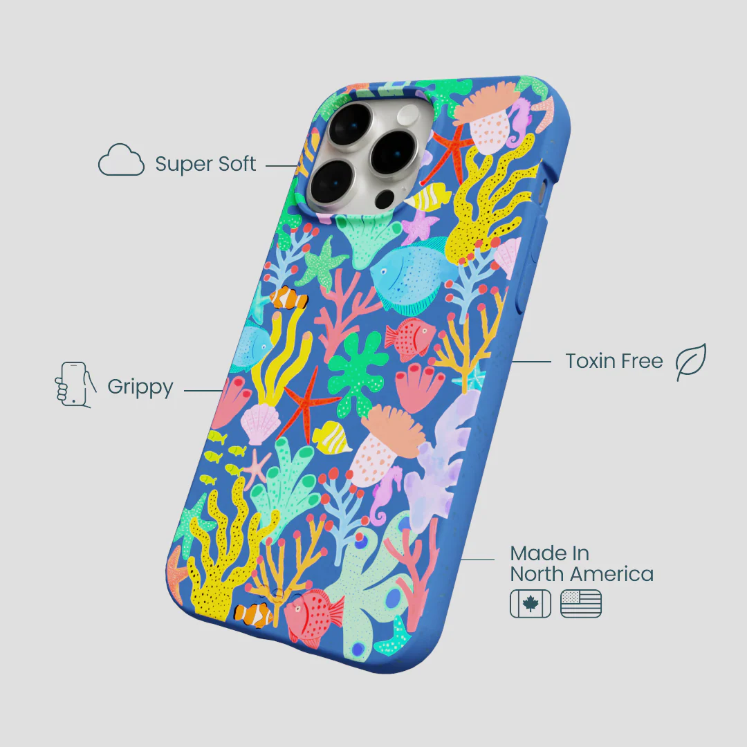Electric Blue Underwater Blooms iPhone 15 Pro Max Case - Image 4