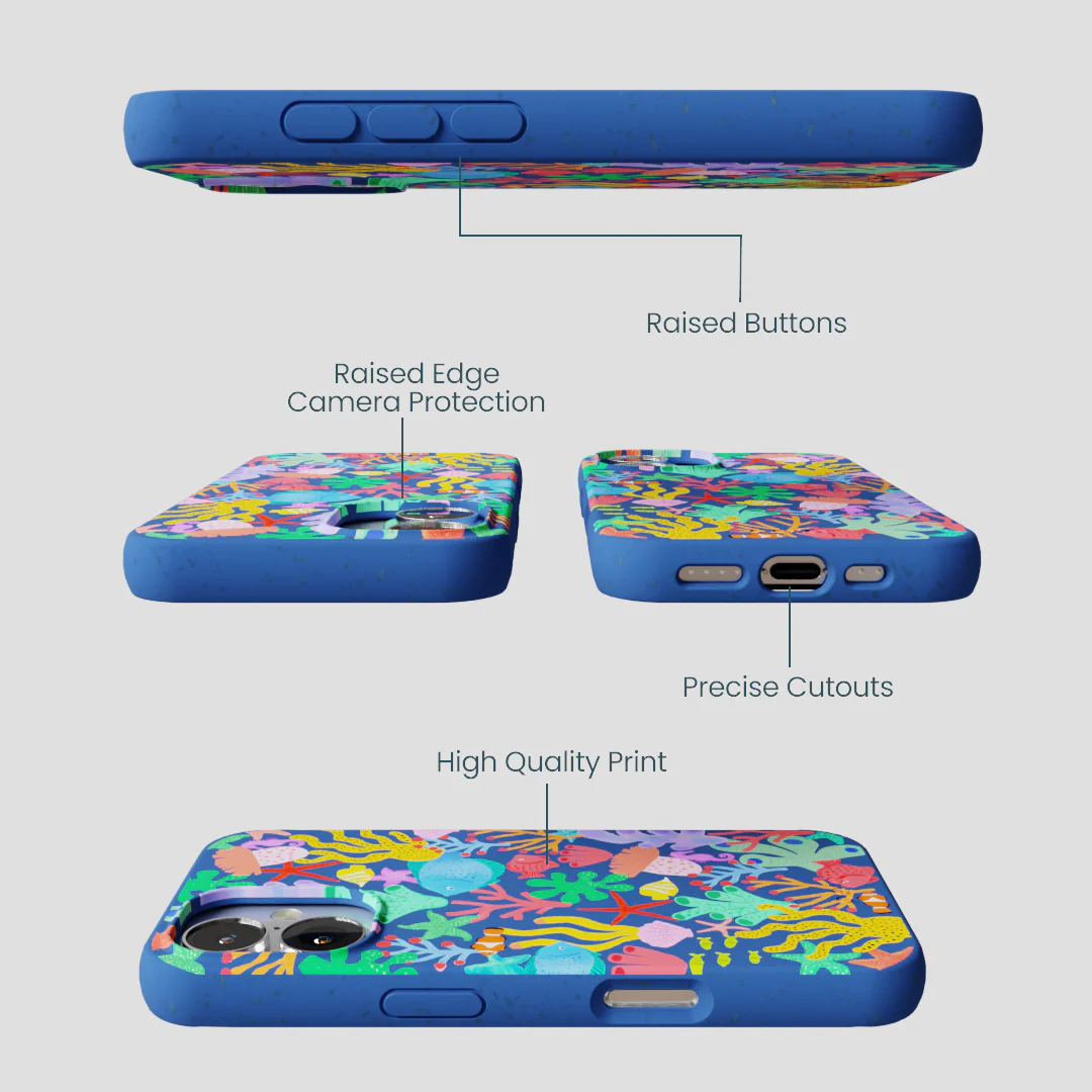 Electric Blue Underwater Blooms iPhone 16 Case - Image 3