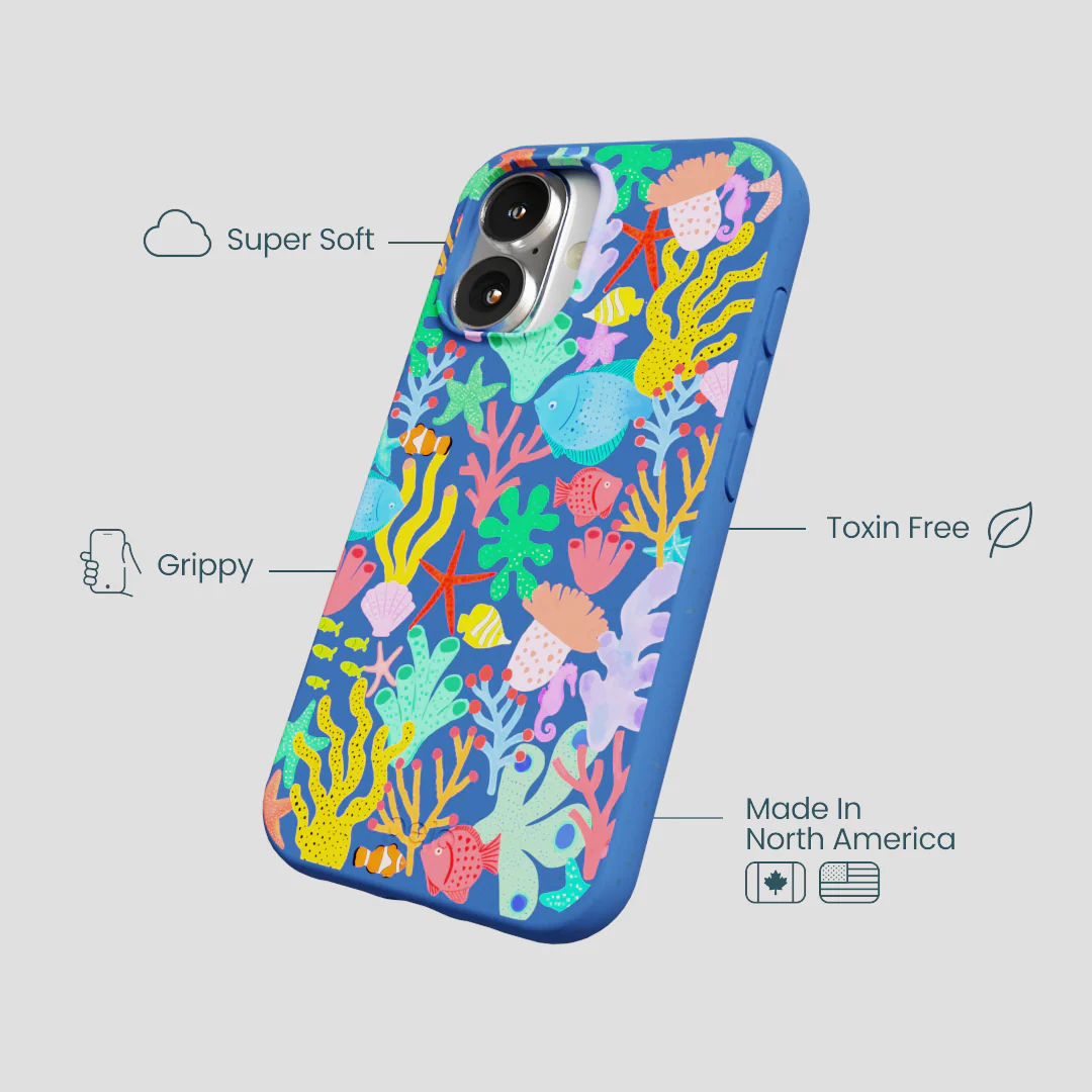 Electric Blue Underwater Blooms iPhone 16 Case - Image 4