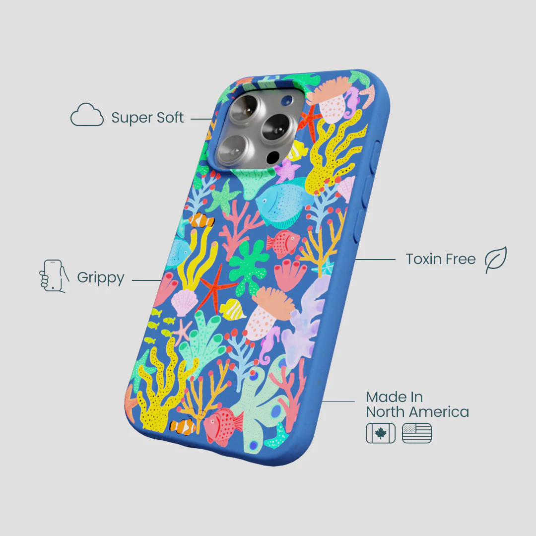 Electric Blue Underwater Blooms iPhone 16 Pro Case - Image 4