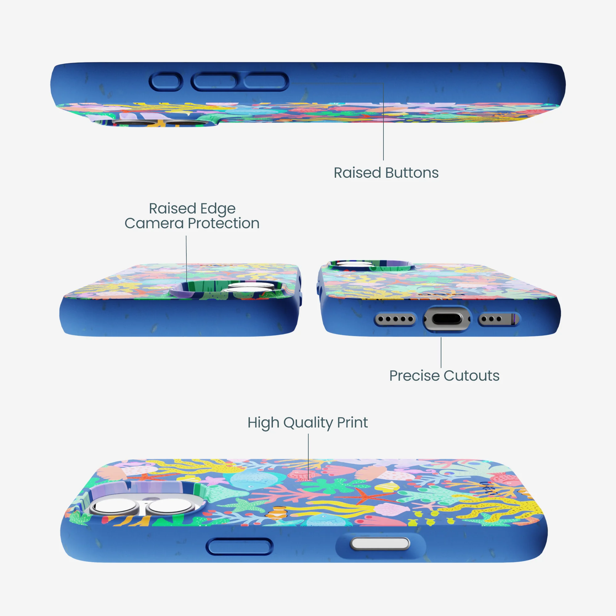 Electric Blue Underwater Blooms iPhone 17 Case - Image 3