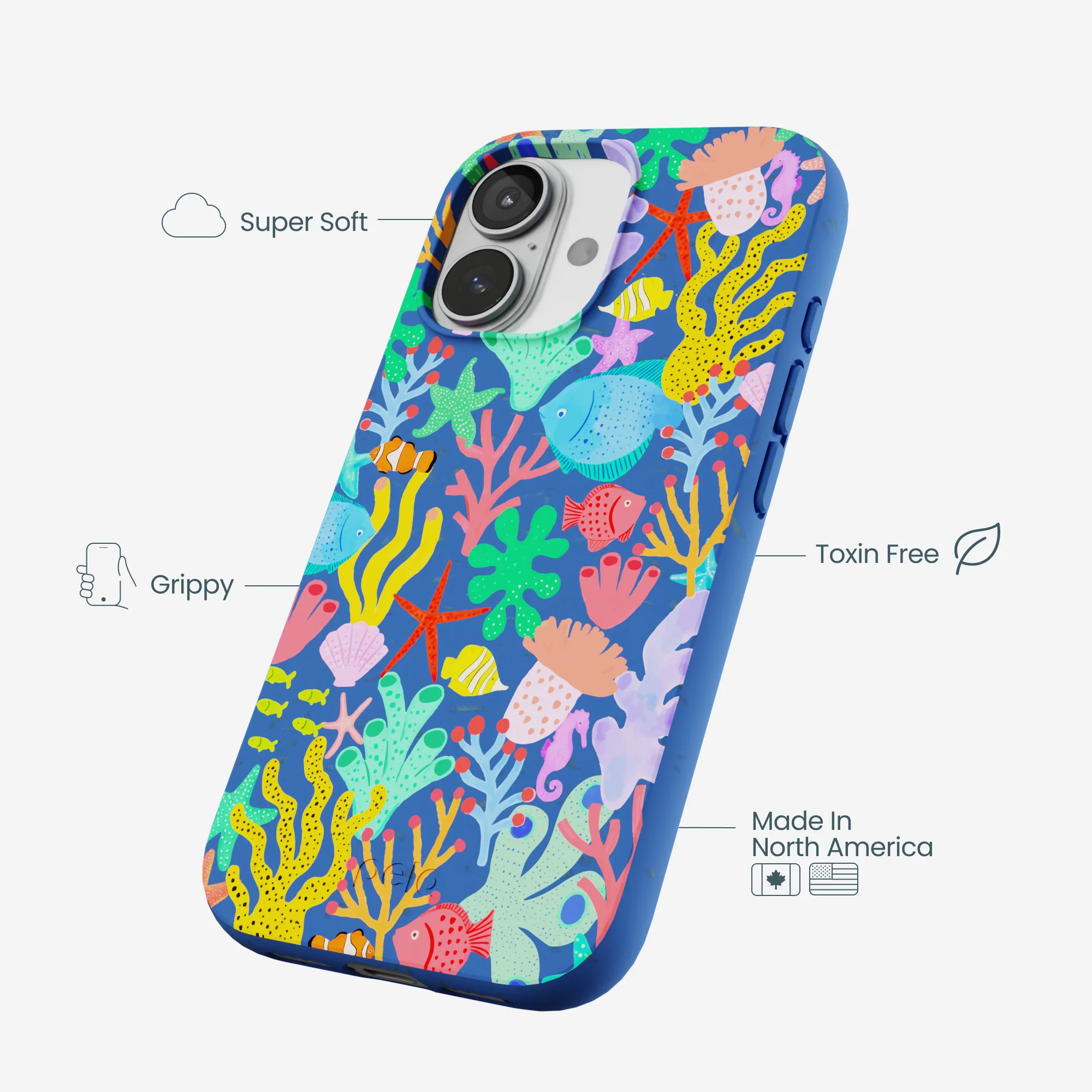 Electric Blue Underwater Blooms iPhone 17 Case - Image 4