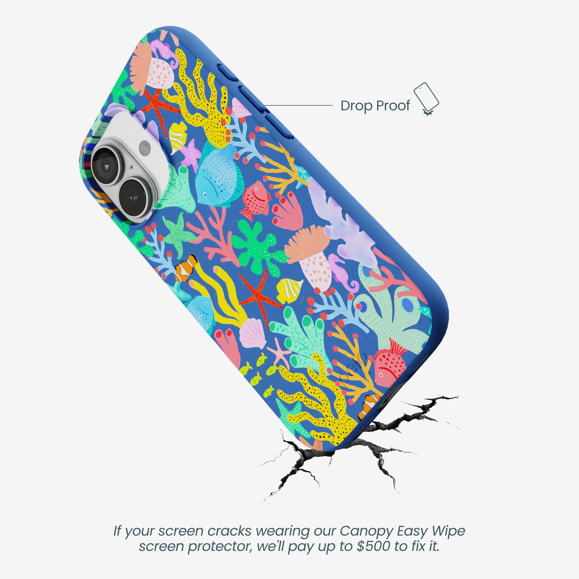 Electric Blue Underwater Blooms iPhone 17 Case - Image 5