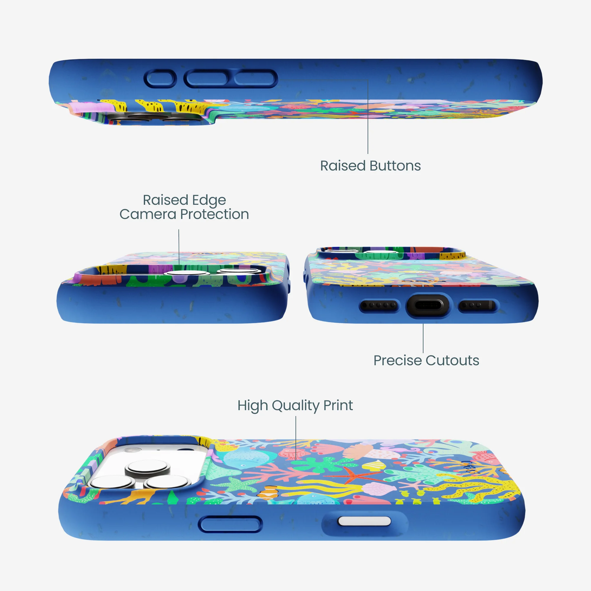 Electric Blue Underwater Blooms iPhone 17 Pro Case - Image 3