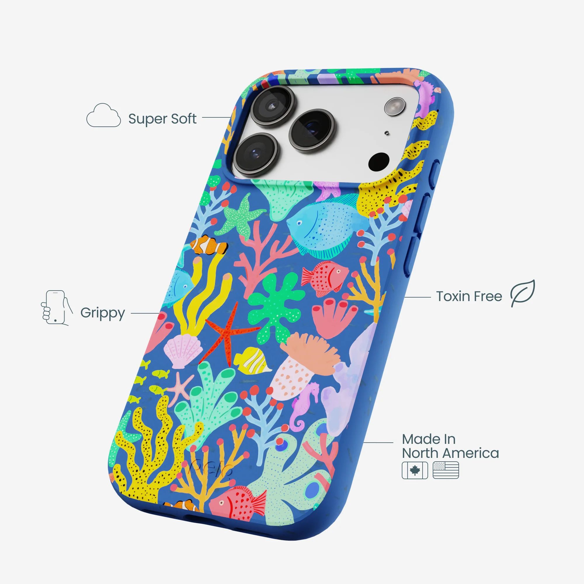 Electric Blue Underwater Blooms iPhone 17 Pro Case - Image 4