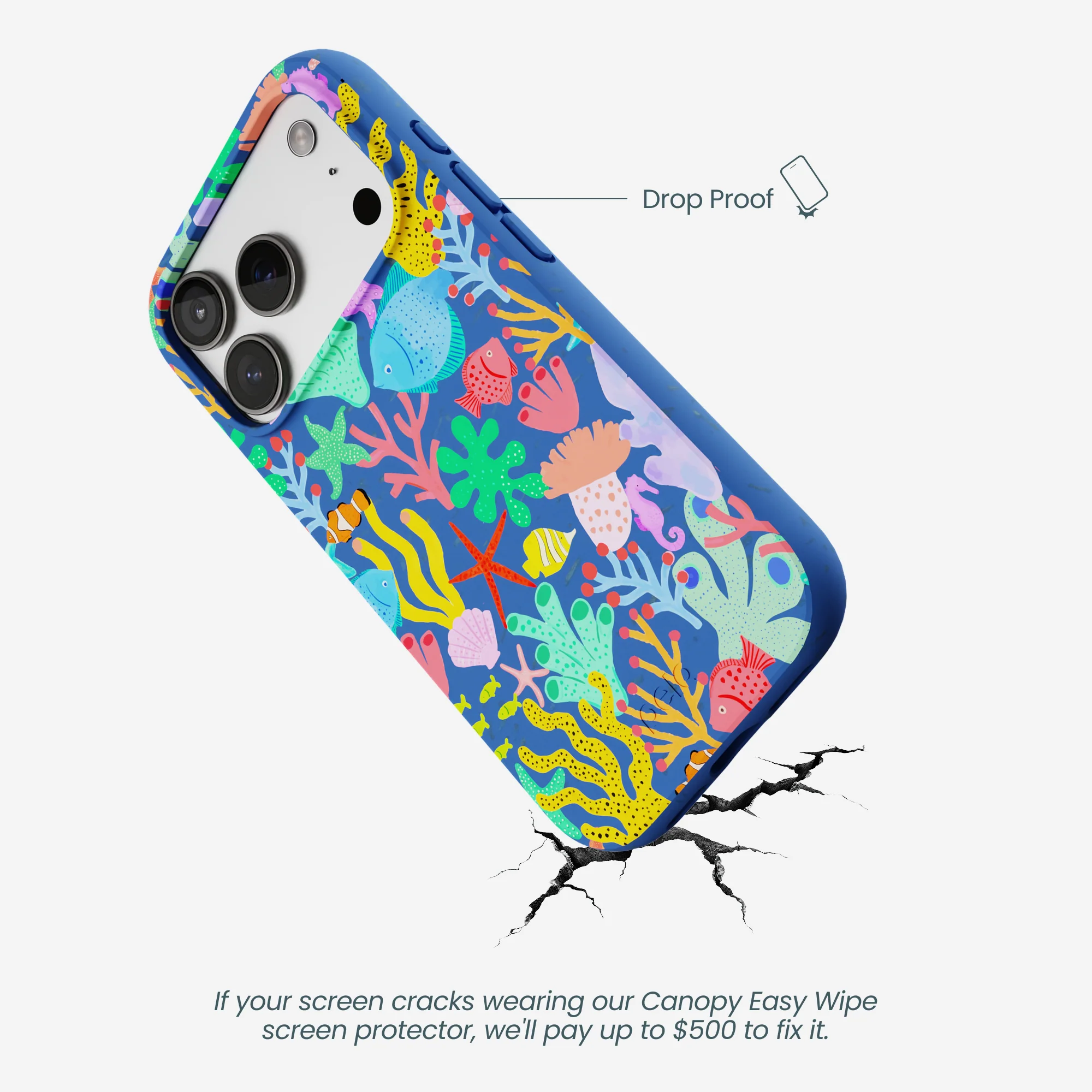 Electric Blue Underwater Blooms iPhone 17 Pro Case - Image 5