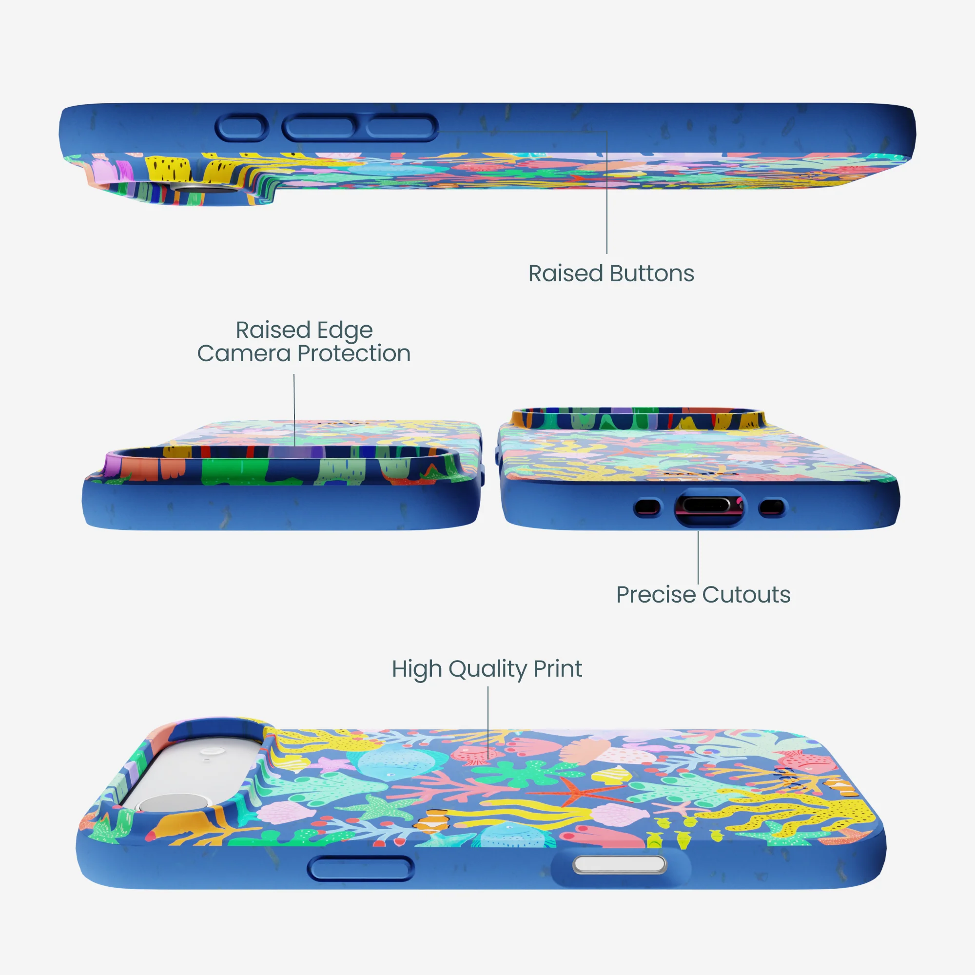 Electric Blue Underwater Blooms iPhone Air Case - Image 3