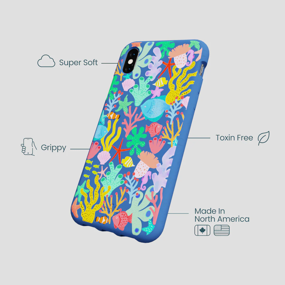 Electric Blue Underwater Blooms iPhone XR Case - Image 4
