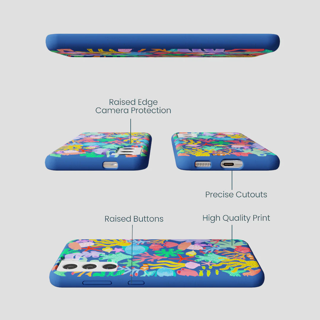 Electric Blue Underwater Blooms Samsung Galaxy S21 Case - Image 3