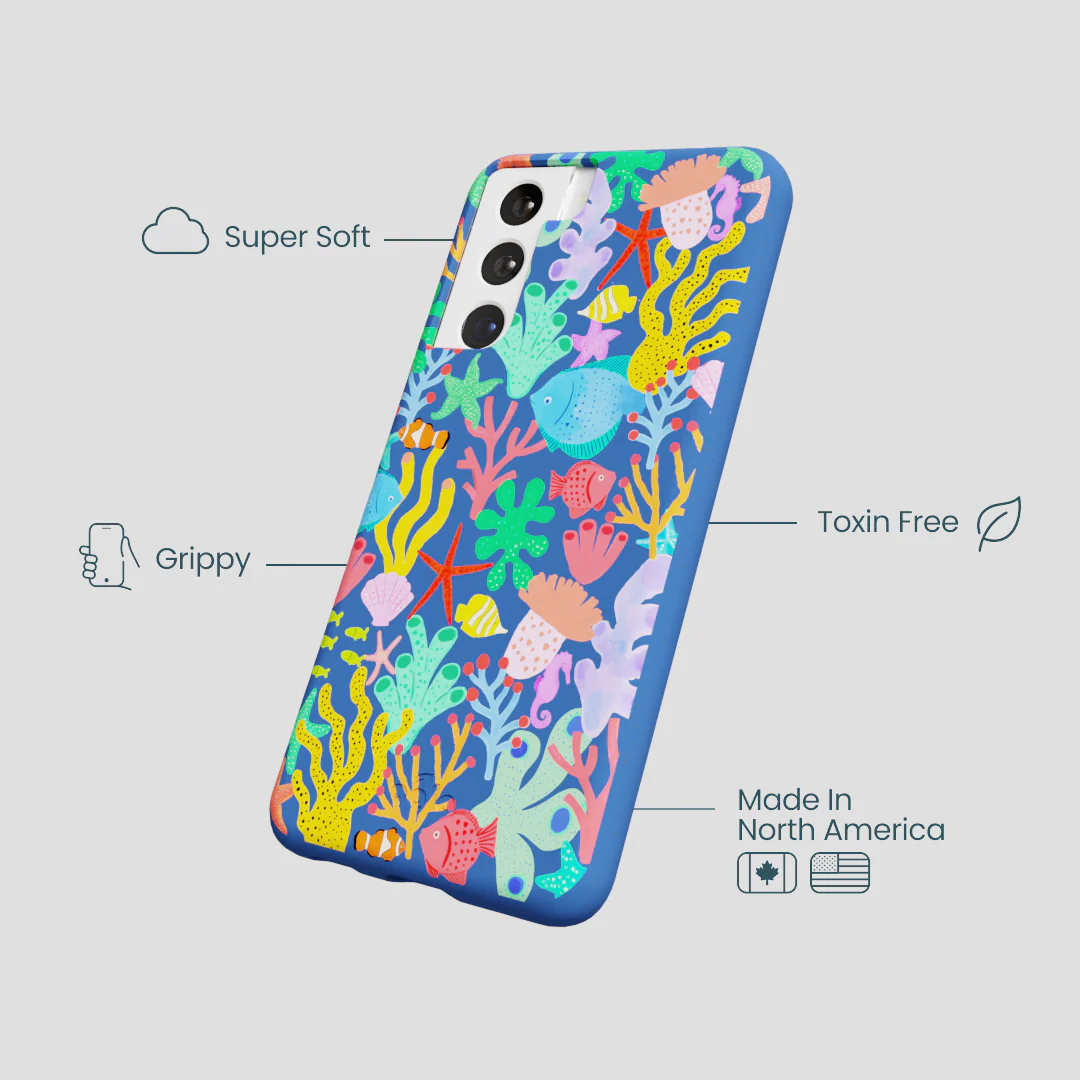 Electric Blue Underwater Blooms Samsung Galaxy S21 Case - Image 4