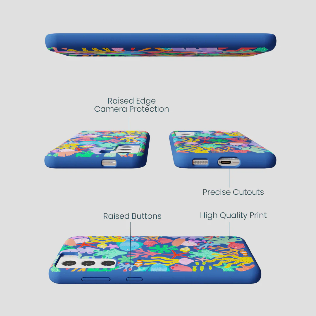 Electric Blue Underwater Blooms Samsung Galaxy S22 Case - Image 3