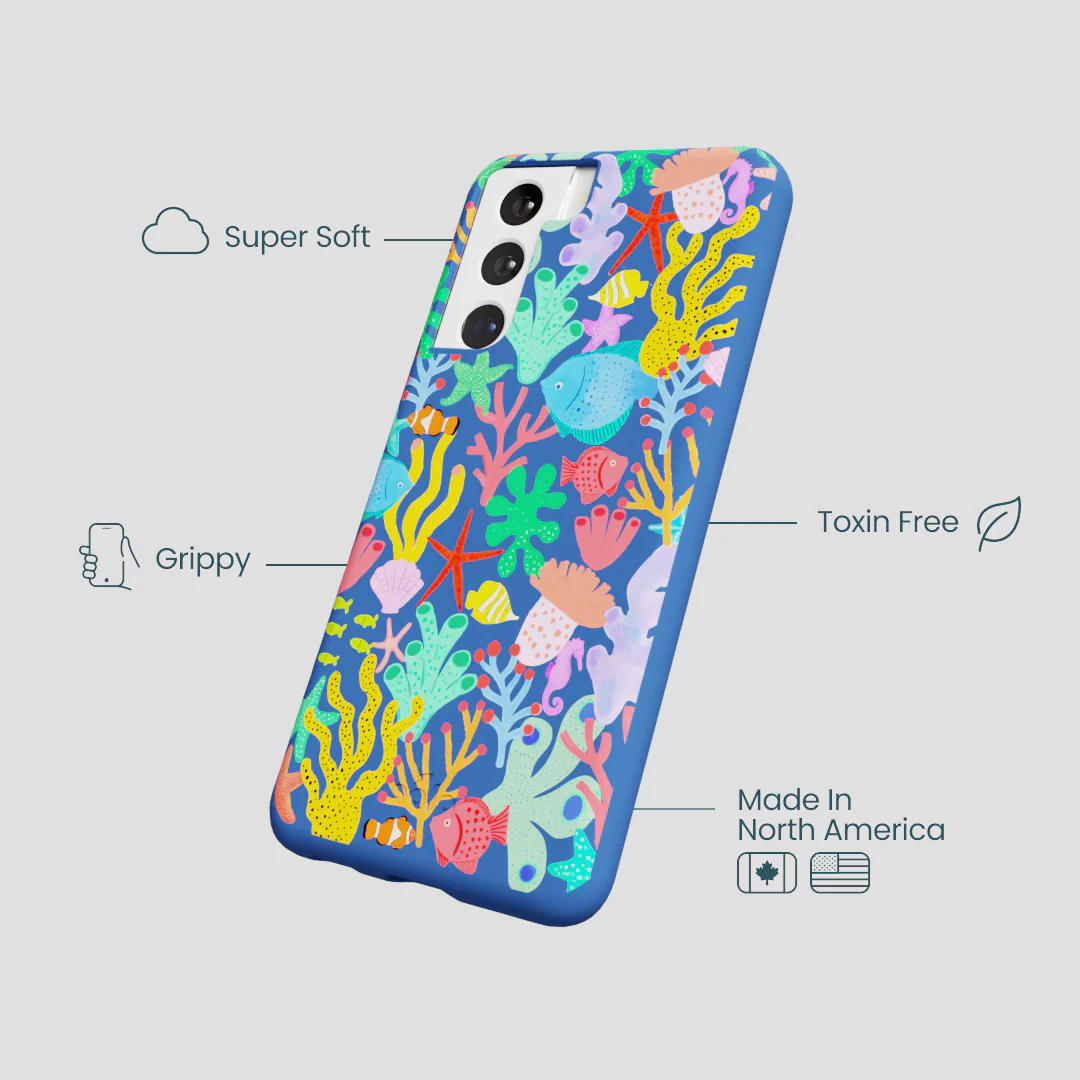 Electric Blue Underwater Blooms Samsung Galaxy S22 Case - Image 4