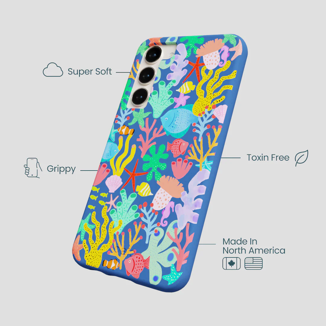 Electric Blue Underwater Blooms Samsung Galaxy S23+(Plus) Case - Image 4