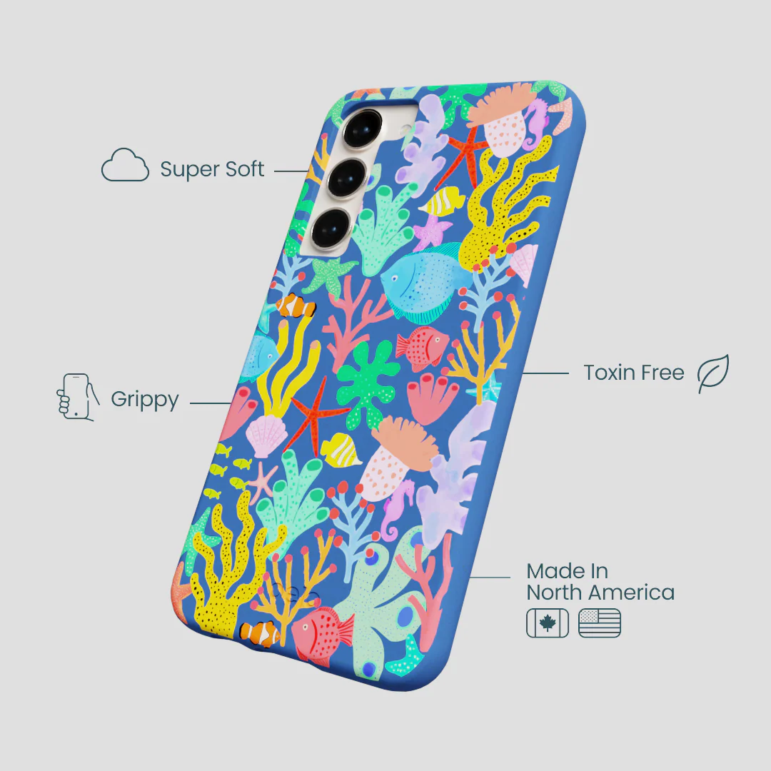Electric Blue Underwater Blooms Samsung Galaxy S24+(Plus) Case - Image 4