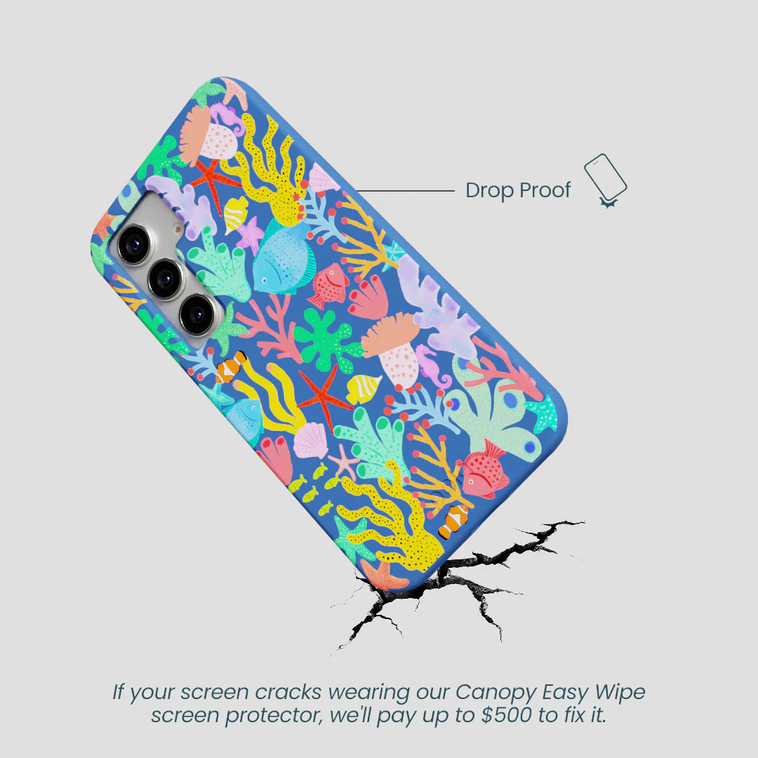 Electric Blue Underwater Blooms Samsung Galaxy S25 Case - Image 5