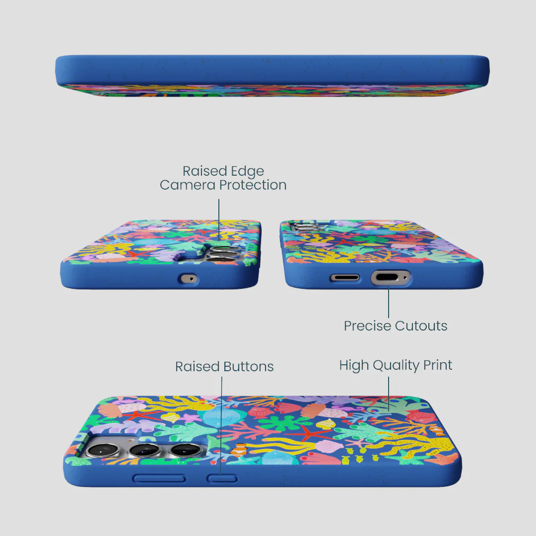 Electric Blue Underwater Blooms Samsung Galaxy S25+(Plus) Case - Image 3