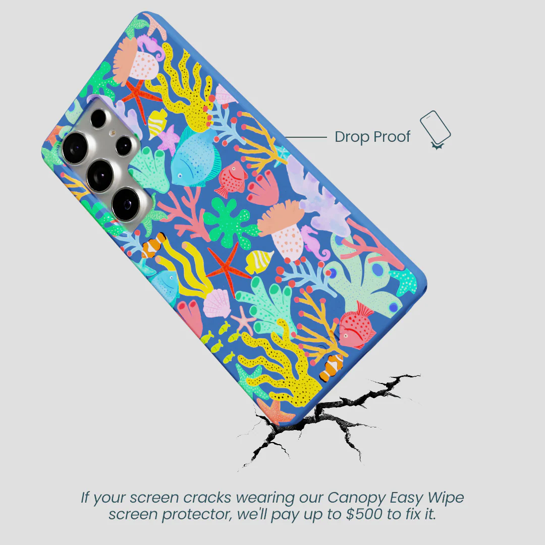 Electric Blue Underwater Blooms Samsung Galaxy S25 Ultra Case - Image 5